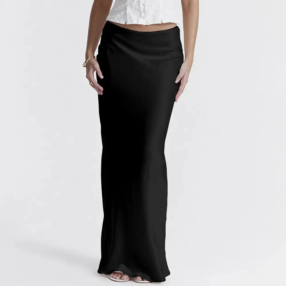 Tossy Satin High Waist Maxi Skirt