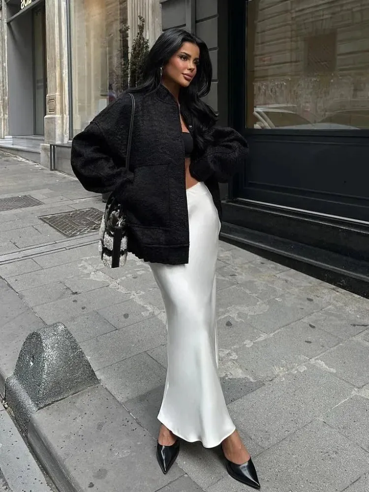 Tossy Satin High Waist Maxi Skirt