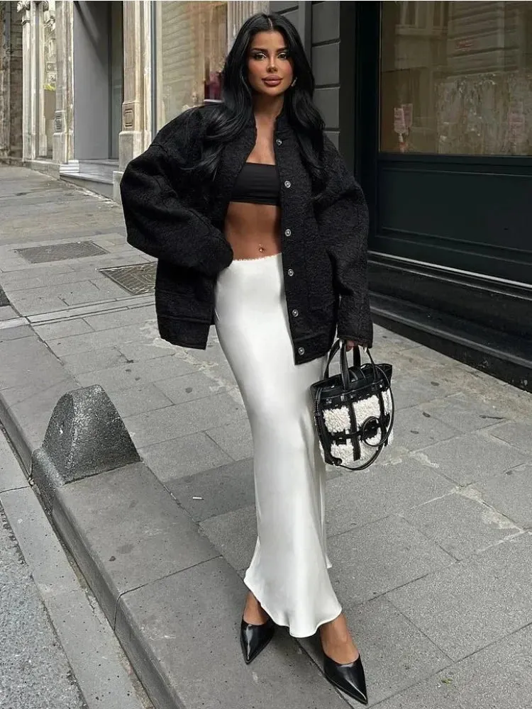Tossy Satin High Waist Maxi Skirt