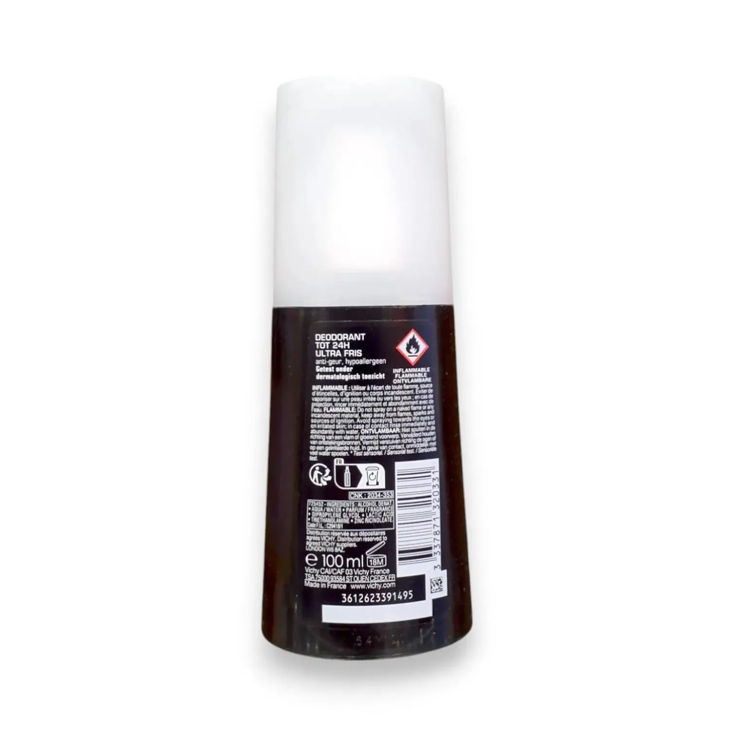 Vichy Homme V 24H Ultra-Fresh Deodorant 100ml