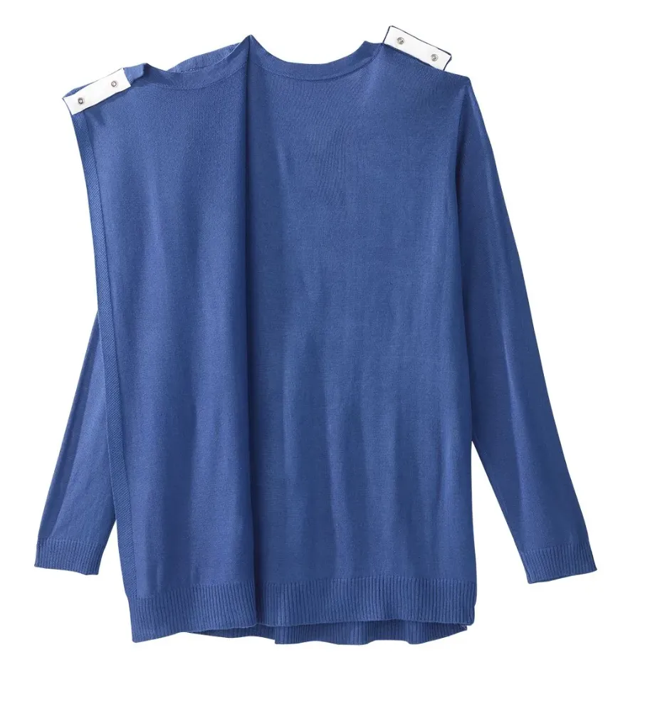Women's Assisted Dressing Open Back Stripe Sweater