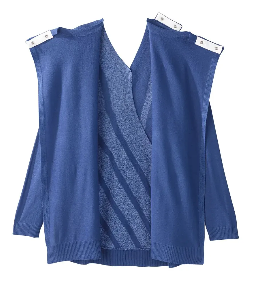 Women's Assisted Dressing Open Back Stripe Sweater